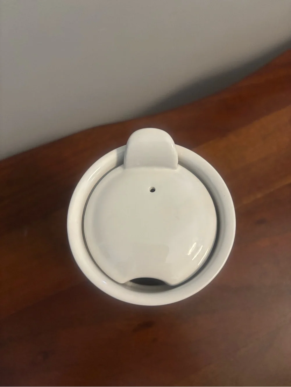 Rae Dunn White 'WORK' Ceramic Travel Mug with Lid